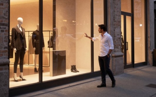 vetrina allestita per lo shopping a New York sulla Fifth Avenue